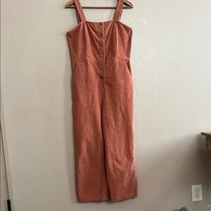 Corduroy Button-Front Jumpsuit. Rusty Rose Color. Size Large. Retro 70’s Vibe.